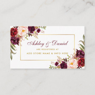 D'accompagnement Mariage Bourgogne Floral Registre Insertion Carte 