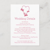 D'accompagnement Mariage Carte de fermeture Papillons Coeur Rose (Devant)