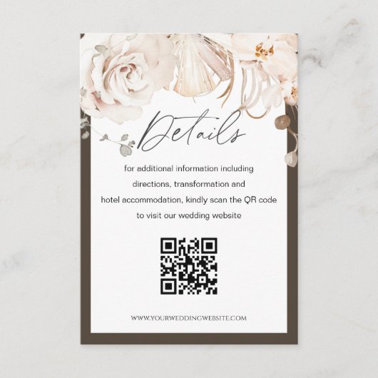 D'accompagnement Mariage de jardin beige et marron QR code carte de (Devant)