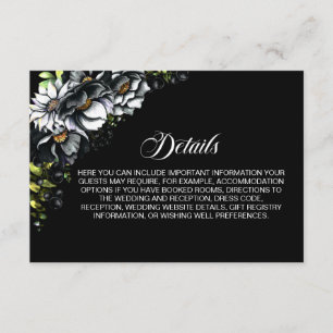 D'accompagnement Mariage Floral noir Détails Carte de boîtier