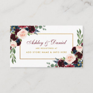 D'accompagnement Mariage Gold Burgundy Bleu Registre Insérer carte