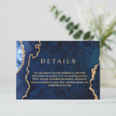 D'accompagnement Mariage moderne Gold Blue Détails Carte de boîtier (Debout devant)