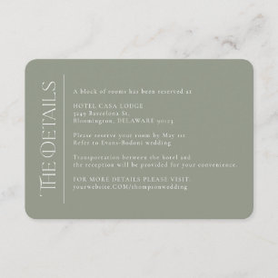 D'accompagnement Mariage moderne Green Moss Détails Carte de boîtie