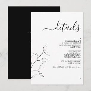 D'accompagnement Mariage moderne noir blanc Détails Carte de boîtie
