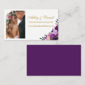D'accompagnement Mariage Purple Floral Photo Site Web Insérer carte (Devant / Derrière)
