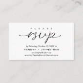 D'accompagnement Mariage romantique moderne invite RSVP carte de ra (Devant)