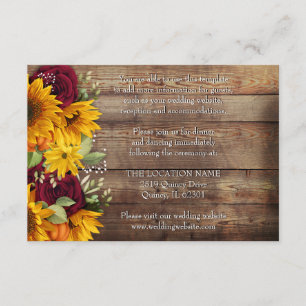 D'accompagnement Mariage Rustic Automne Floral Détails Carte