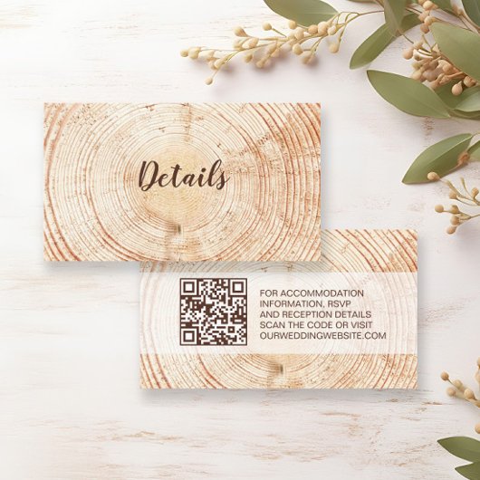 D'accompagnement Mariage Rustique Carte de détails avec code QR per