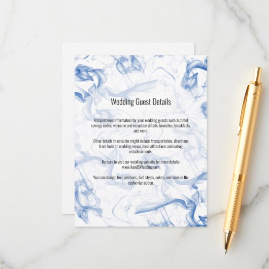D'accompagnement Mariage Smokey Blue Mist Détails Carte de boîtier (Devant/Arrière en situation)