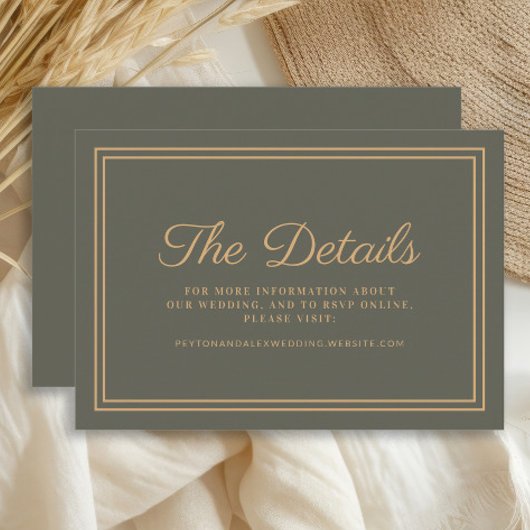 D'accompagnement Mariage vert olive Détails Carte de boîtier