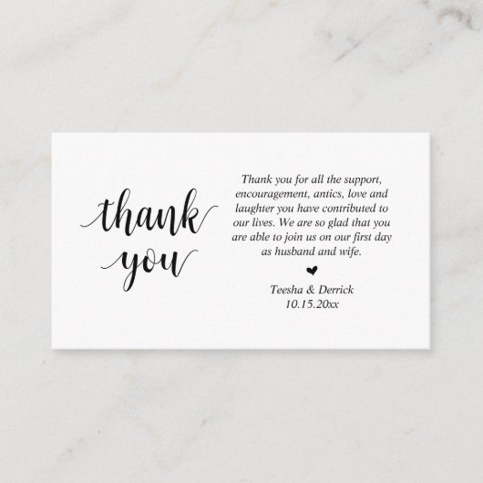 D'accompagnement Merci mariage, Carte de boîtier de script moderne (Devant)