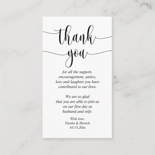 D'accompagnement Merci mariage, Carte de boîtier de script moderne (Devant)