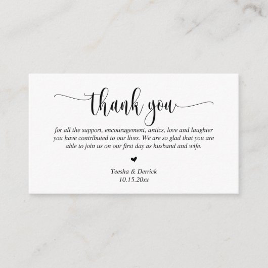 D'accompagnement Merci mariage, Carte de boîtier de script moderne (Devant)