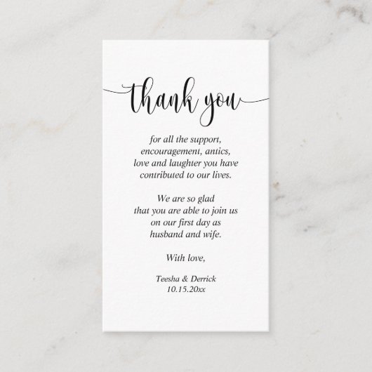 D'accompagnement Merci mariage, Carte de boîtier de script moderne (Devant)
