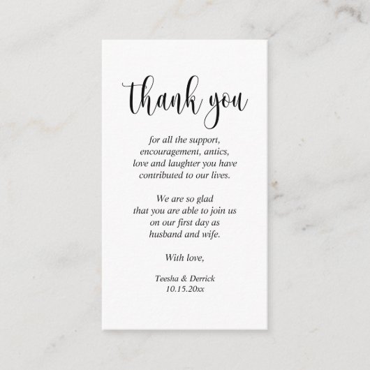 D'accompagnement Merci mariage, Carte de boîtier de script moderne (Devant)