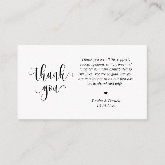 D'accompagnement Merci mariage, Carte de boîtier de script moderne (Devant)