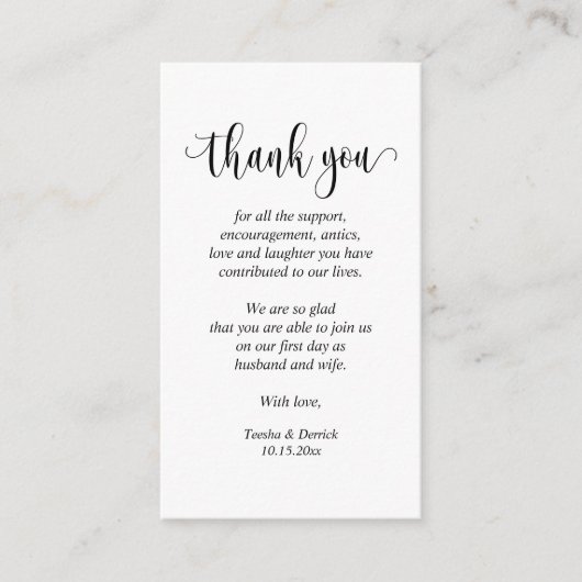 D'accompagnement Merci mariage, Carte de boîtier de script moderne (Devant)