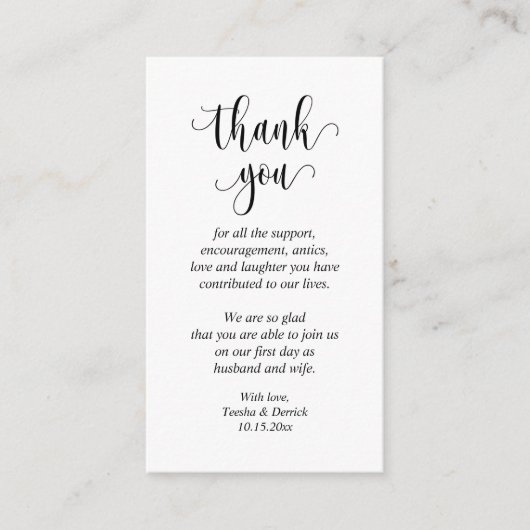 D'accompagnement Merci mariage, Carte de boîtier de script moderne (Devant)