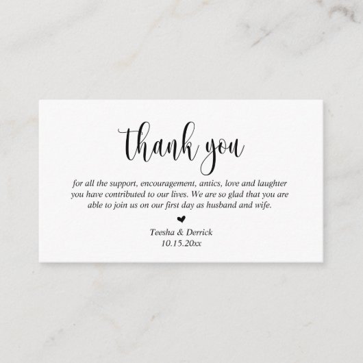 D'accompagnement Merci mariage, Carte de boîtier de script moderne (Devant)