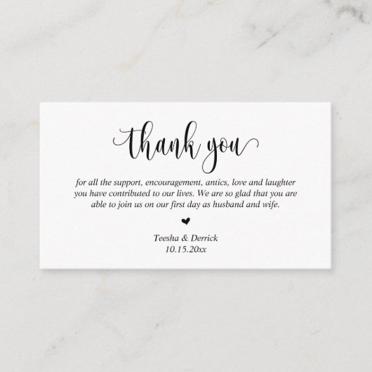 D'accompagnement Merci mariage, Carte de boîtier de script moderne (Devant)