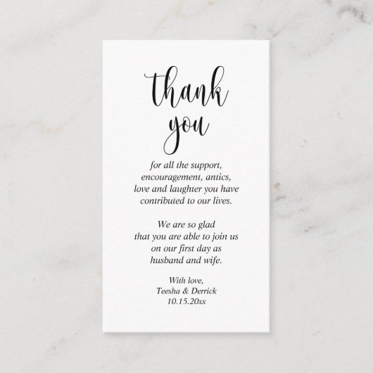 D'accompagnement Merci mariage, Carte de boîtier de script moderne (Devant)