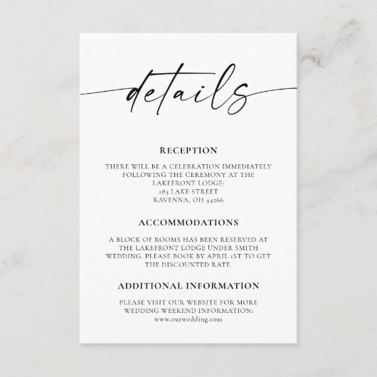 D'accompagnement Mini-Script Mariage Détails Carte de boîtier (Devant)