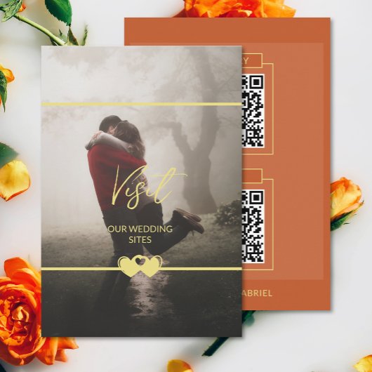 D'accompagnement Moderne Chic Ajouter Photo Mariage QR Cd Carte Boî