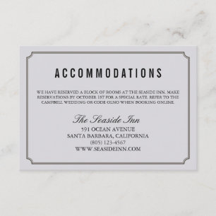 D'accompagnement Moderne Elégant Mariage Hotel Carte d'Hébergement