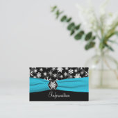 D'accompagnement Noir, Blanc, Aqua Snowflakes Carte d'information (Debout devant)