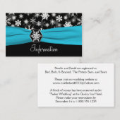 D'accompagnement Noir, Blanc, Aqua Snowflakes Carte d'information (Devant / Derrière)