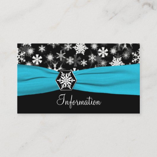 D'accompagnement Noir, Blanc, Aqua Snowflakes Carte d'information (Devant)
