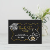 D'accompagnement Noir Bow Coquette Infirmière Carte de remerciement (Debout devant)