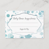 D'accompagnement Nom du bébé Suggestions Carte Points Bleus Baby sh (Devant)