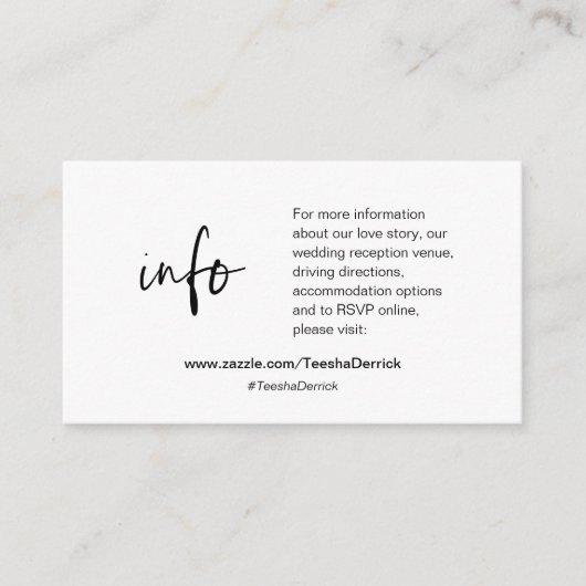 D'accompagnement Nos détails de mariage, site Web, RSVP, Carte de b (Devant)