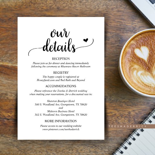 D'accompagnement Nos Détails Mariages, Carte Boîtier Rustique Scrip