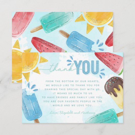 D'accompagnement Note de Carte de remerciements Popsicle (Devant / Derrière)