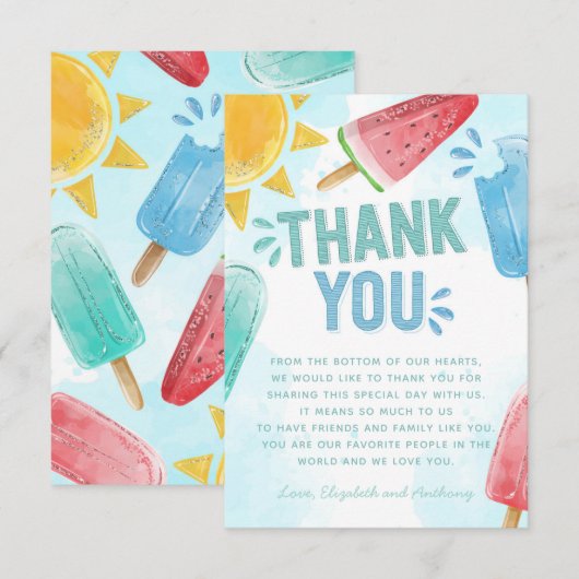 D'accompagnement Note de Carte de remerciements Popsicle (Devant / Derrière)