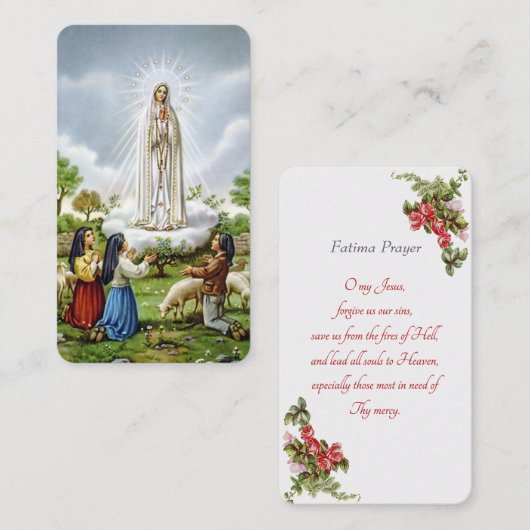 D'accompagnement Notre-Dame de Fatima - Carte "Prière Fatima" (Devant / Derrière)