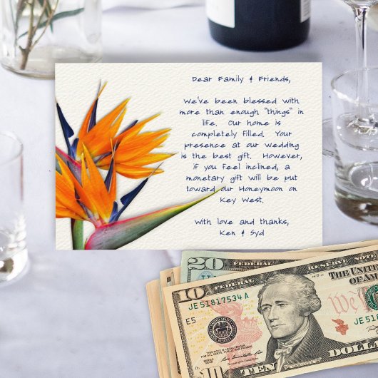 D'accompagnement Oiseau de paradis de la carte de voeux de mariage