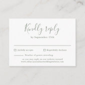 D'accompagnement Olive Green Budget Moderne Script Mariage Carte RS (Devant)