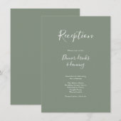 D'accompagnement Olive Green Minimal Carte de réception de mariage  (Devant / Derrière)