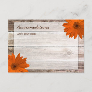 D'accompagnement Orange Daisy Grange Bois Mariage Carte d'hébergeme