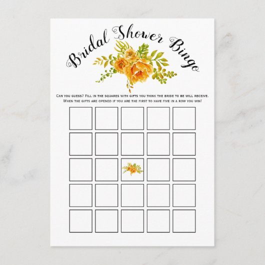 D'accompagnement Orange fleurs nuptiale douche de jeu carte de jeu (Devant)
