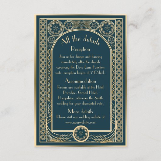 D'accompagnement Orné Or - Carte d'enclosure de mariage (Devant)