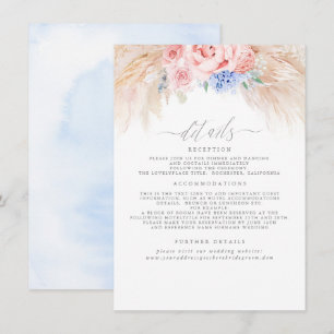 D'accompagnement Pampas Grass Floral Détails Mariage Carte de boîti