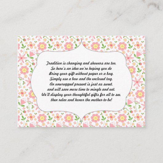 D'accompagnement Pas d'envelopper carte insert baby shower rose flo (Devant)