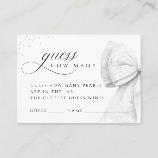 D'accompagnement Perles Bow Blanches Devinez Combien De Carte Fête (Devant)