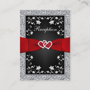 D'accompagnement Phuile noire en argent FAUX, Floral, Carte de réce