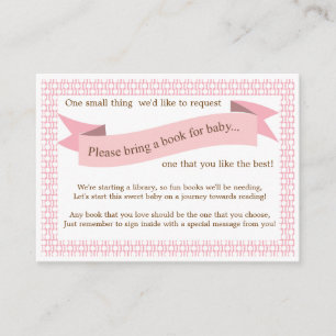 D'accompagnement Pink Baby shower Livre Insérer carte de demande po