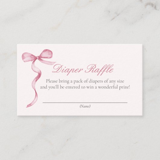 D'accompagnement Pink Bow Baby Diaper Demande Carte Boîtier (Devant)